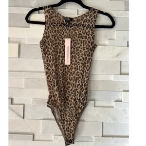 AQUA NWT BLOOMINGDALES Animal Leopard Sleeveless Sheer Mesh Goth Top Bodysuit S